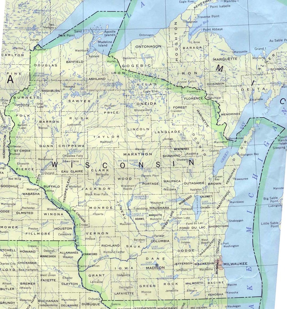 Mapa Político de Wisconsin - Tamaño completo | Gifex