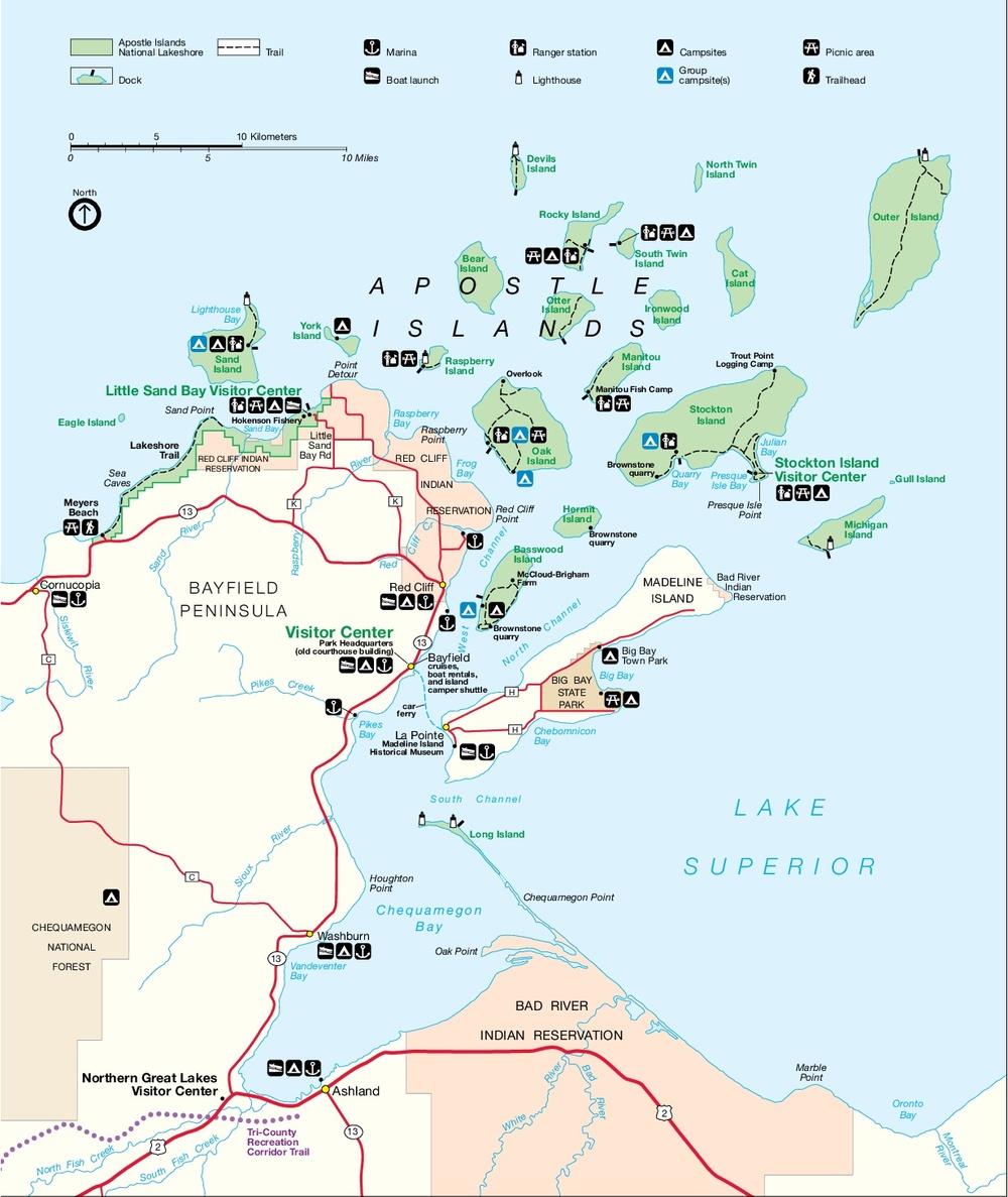 Park Map of Apostle Islands National Lakeshore - Full size | Gifex