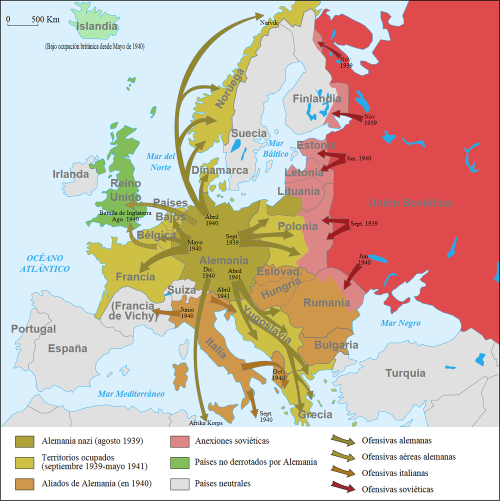 La Segunda Guerra Mundial en Europa 1939-1941 - Tamaño completo | Gifex