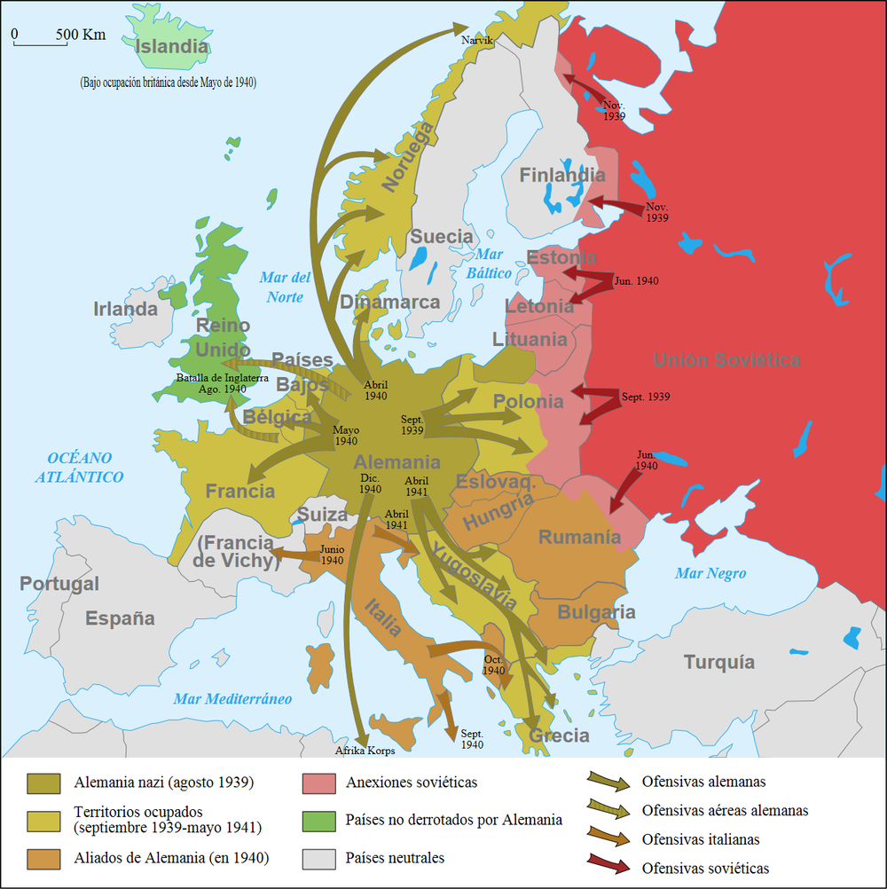 La Segunda Guerra Mundial en Europa 1939-1941 | Gifex