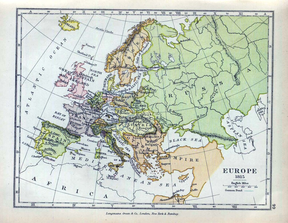 Europe In 1815 After The Congress Of Vienna Full Size Ex