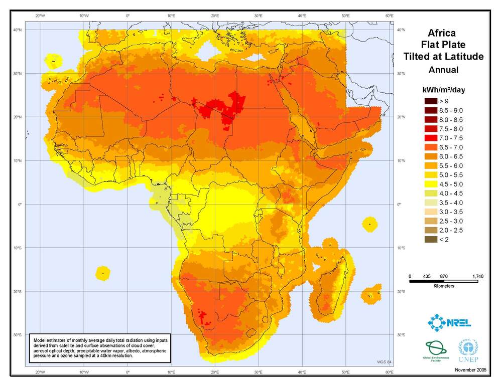 Solar irradiation of Africa - Full size | Gifex