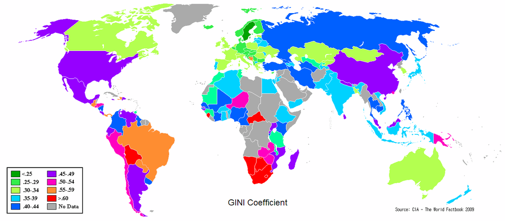 Income inequality in the World 2009 - Full size | Gifex