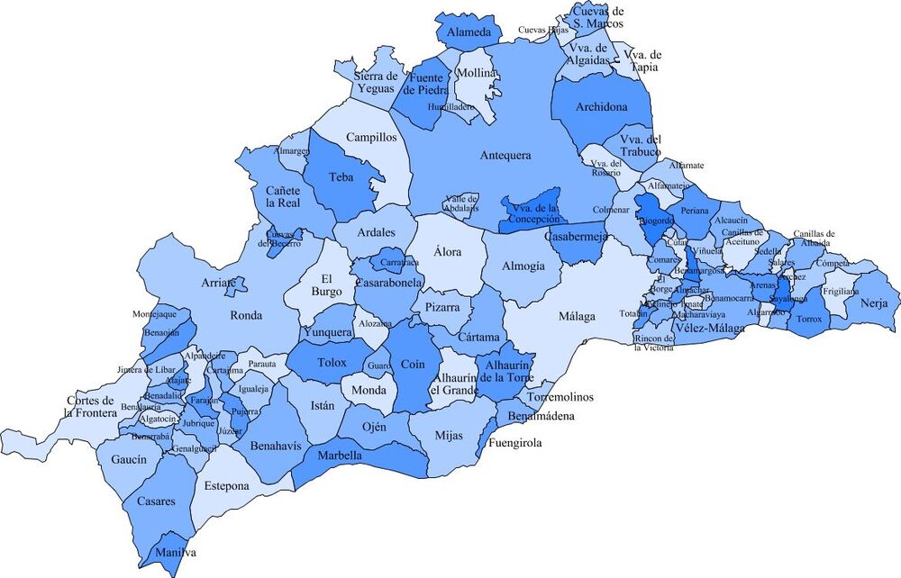 Municipios De La Provincia De Málaga Tamaño Completo Ex 0568