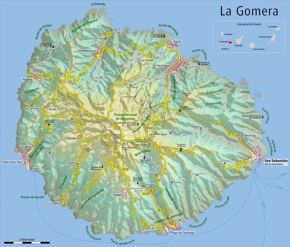 La Gomera Island physical map 2009 - Full size | Gifex