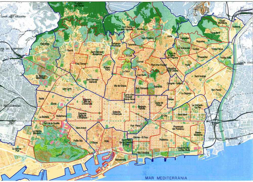 Barcelona neighbourhoods - Full size | Gifex