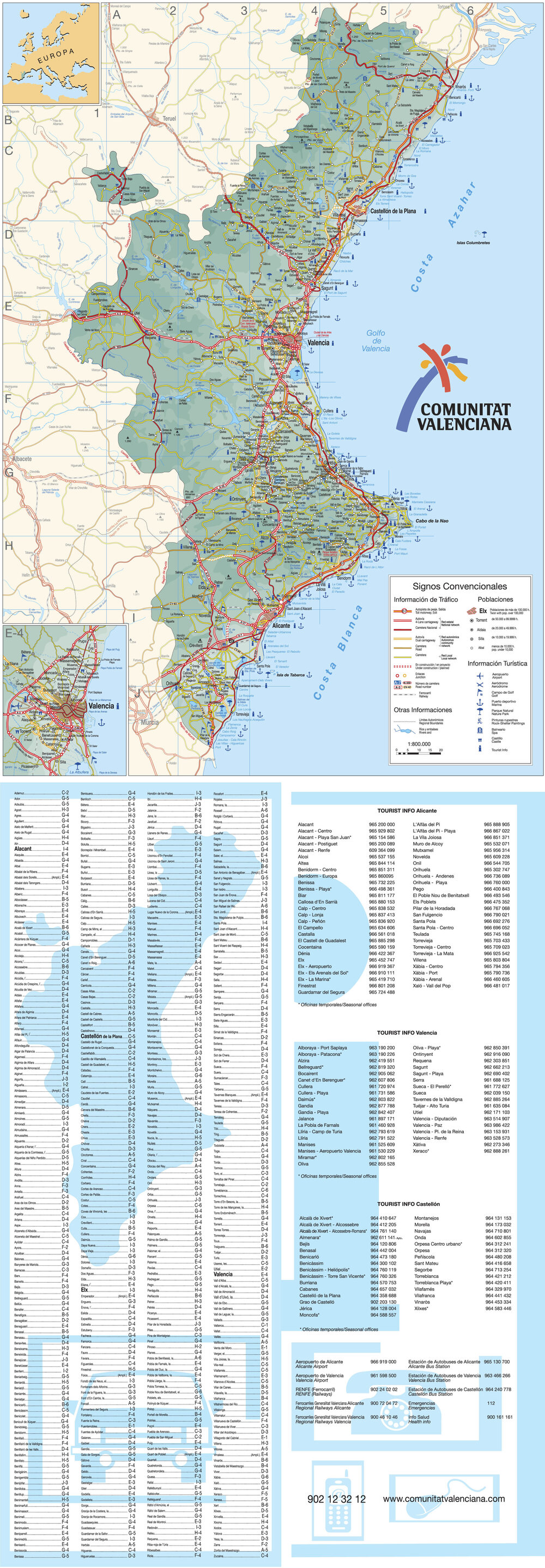 Mapa De Carreteras De La Comunidad Valenciana Tamaño Completo Ex 0710