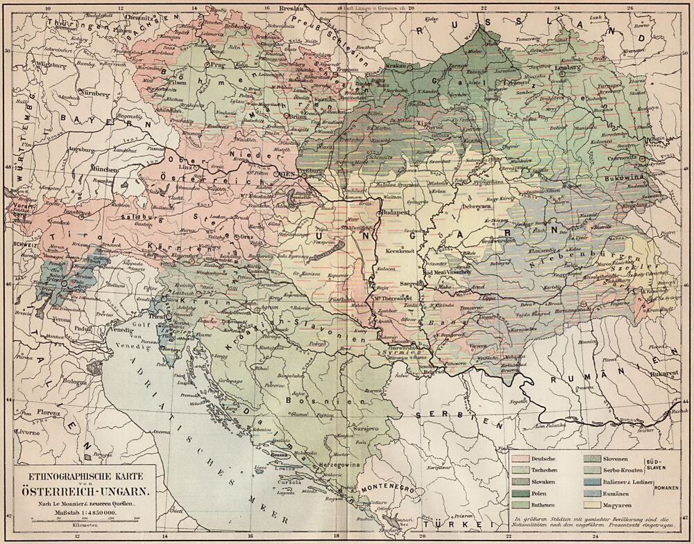 Ethnographic map of Austria-Hungary 1906 - Full size | Gifex