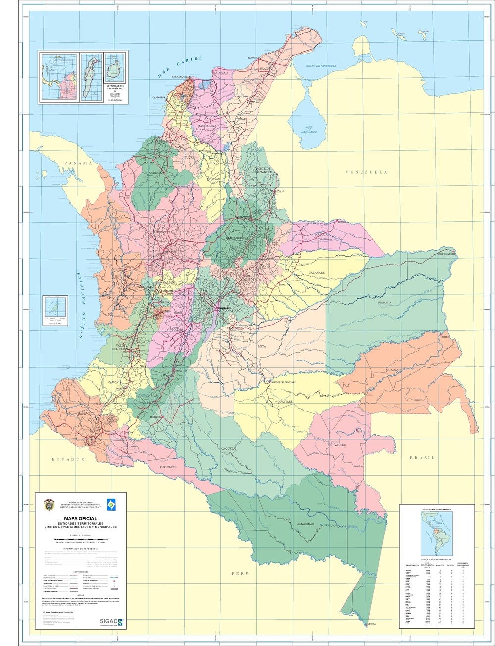 Mapa politico de Colombia Tamaño completo Gifex