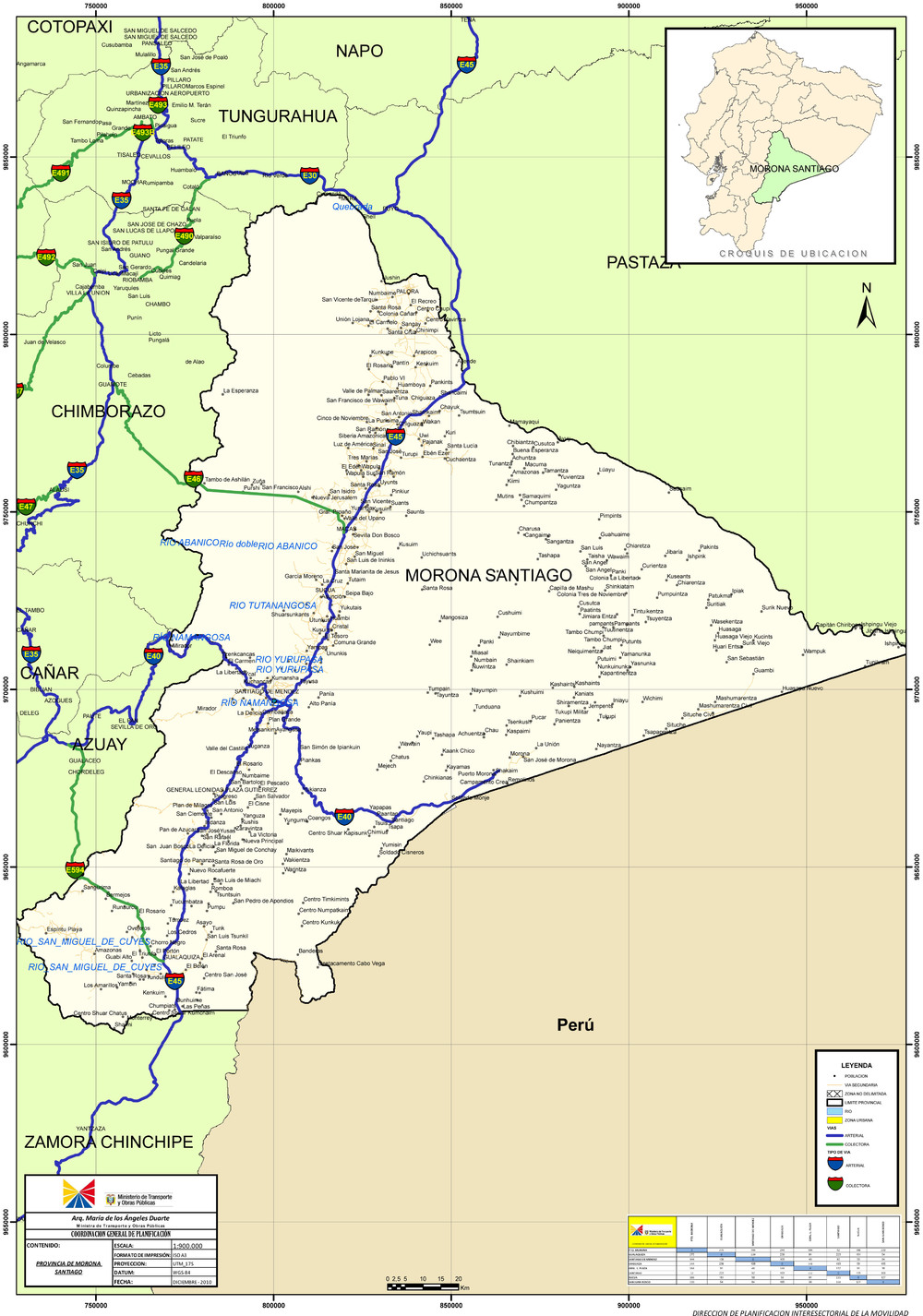 Morona Santiago Road Map 2010 - Full Size 