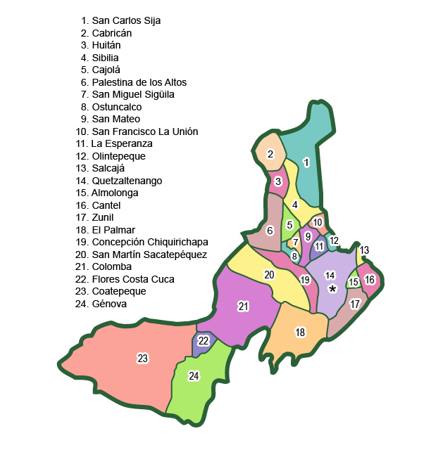 Mapa De Quetzaltenango Guatemala Municipalities Of Quetzaltenango - Full Size | Gifex