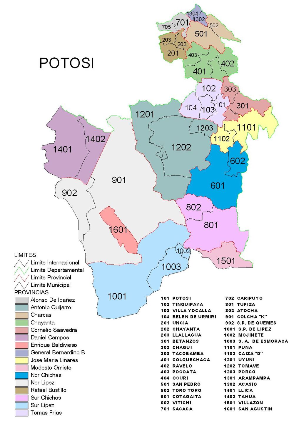 Provincias Del Departamento De Potosí Tamaño Completo Ex 4570