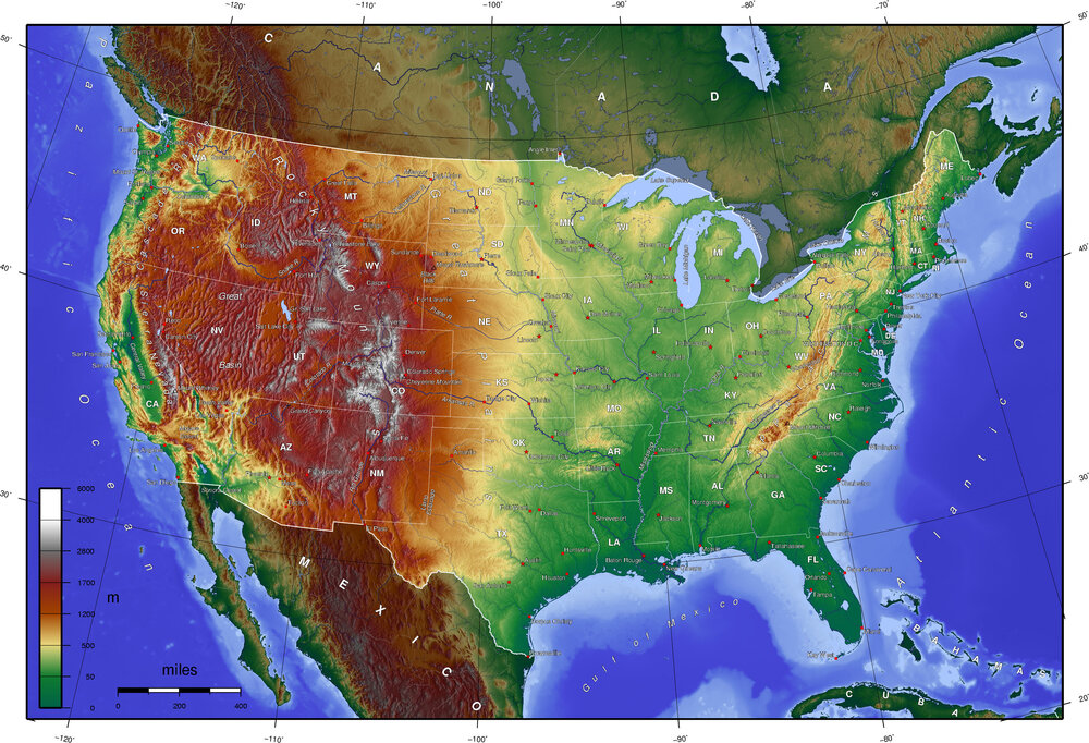 Physical Map Of The United States - Full Size | Gifex