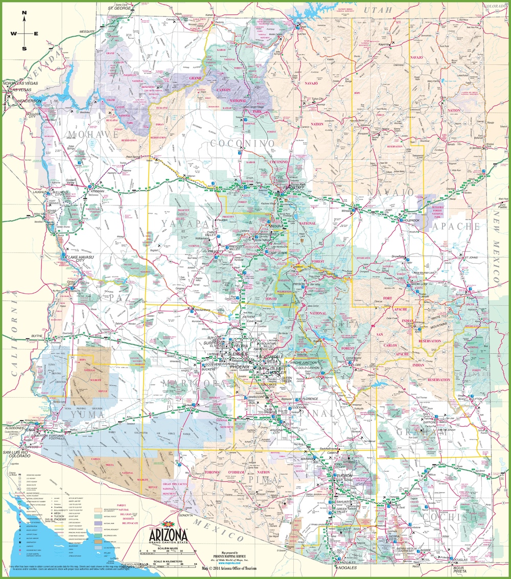 Mapa De Arizona Tamaño Completo Ex 9454