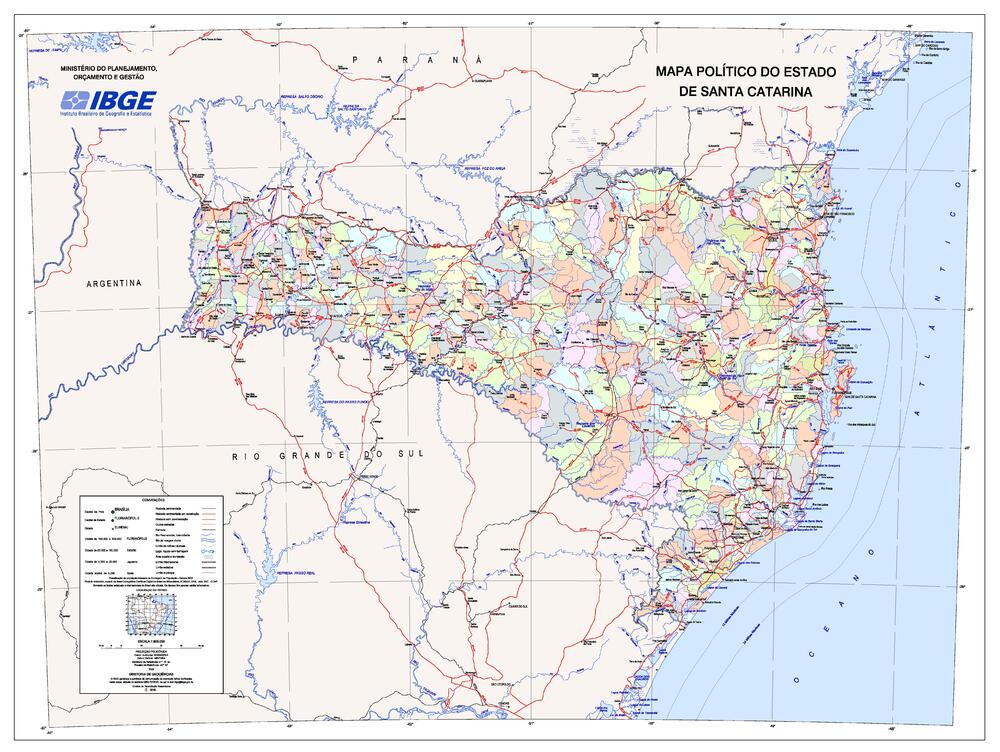 Political Map Of The State Of Santa Catarina Brazil Full Size Gifex