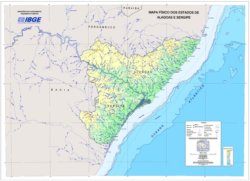 Mapa Físico Del Estado De Alagoas - Tamaño Completo | Gifex