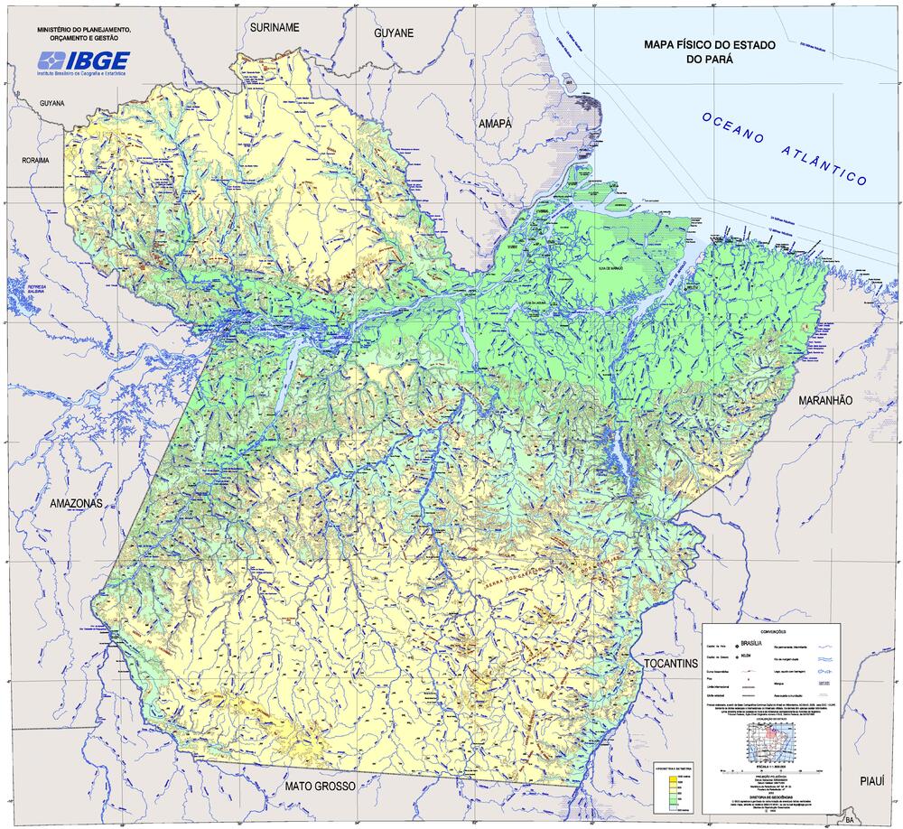 Physical Map Of The State Of Pará Brazil Full Size Ex 5408