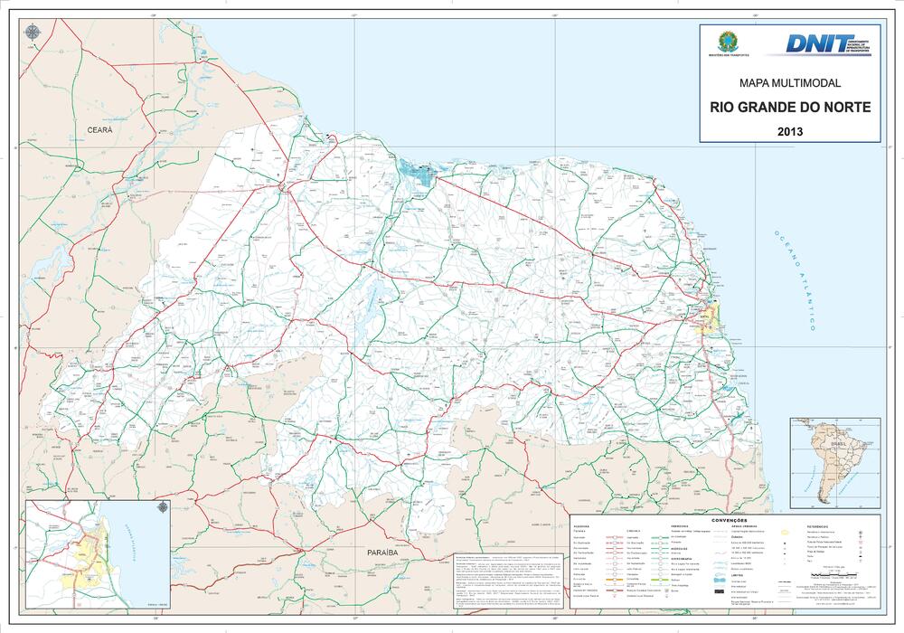 State Of Rio Grande Do Norte Road Map Full Size Gifex