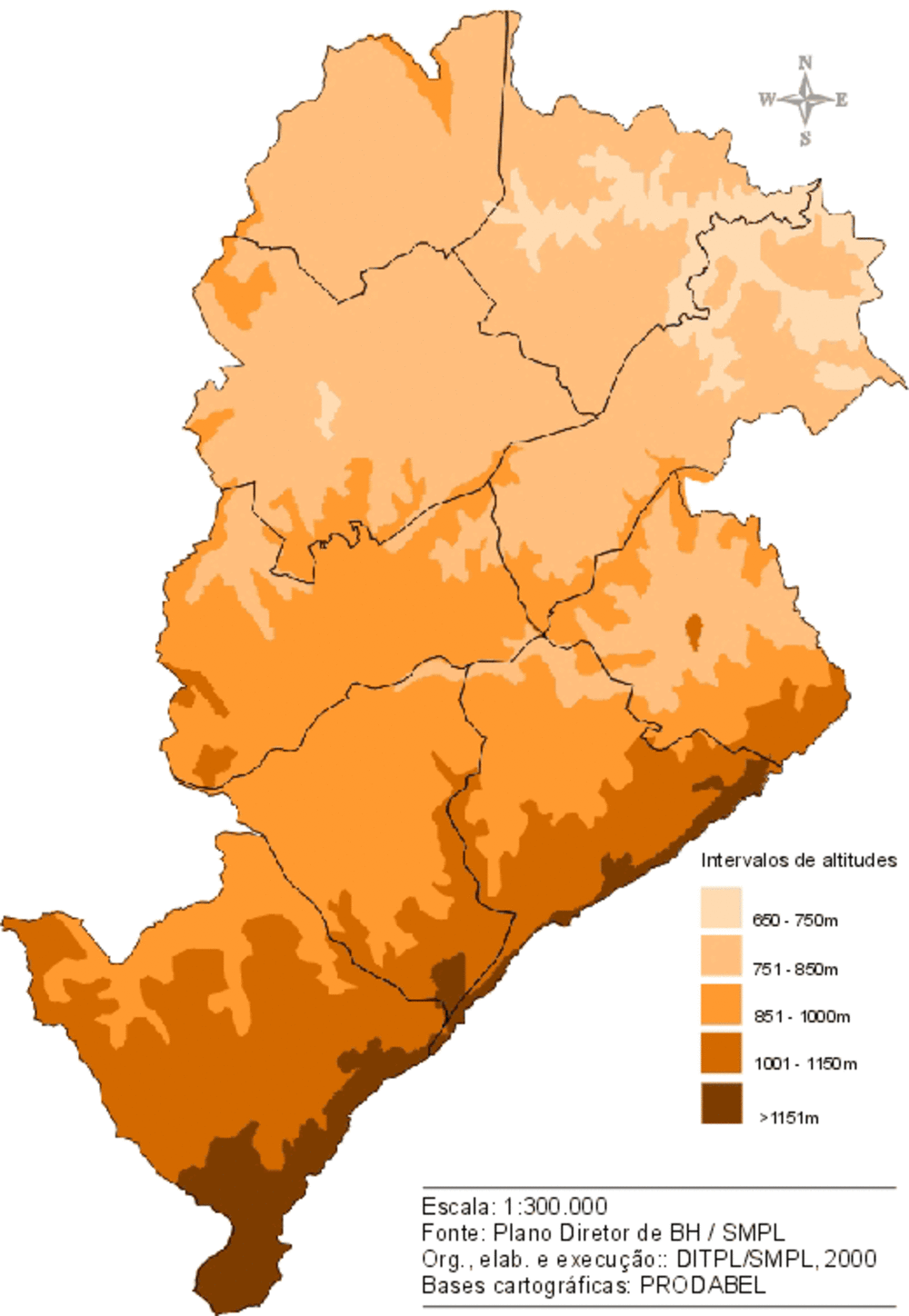 Belo Horizonte Altimetric Map Full Size Gifex