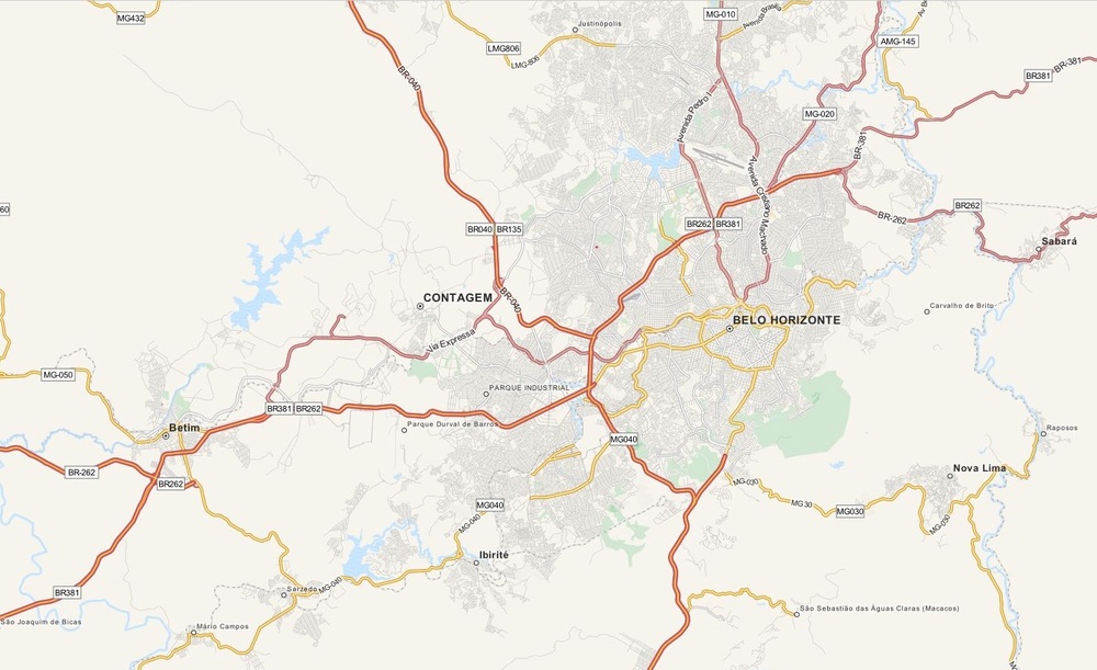 Mapa del anillo carretero de Belo Horizonte Tamaño completo Gifex