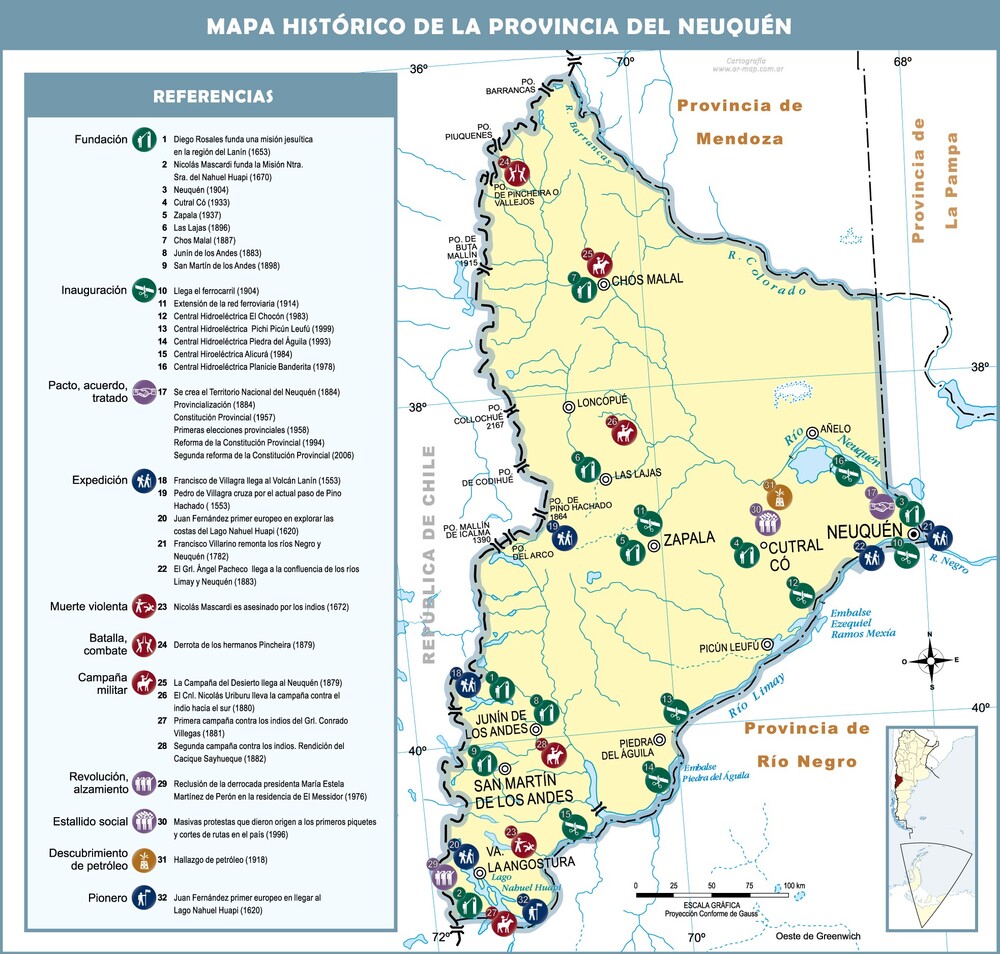 Neuquén - Historical map of the Province of Neuquén, Argentina | Gifex