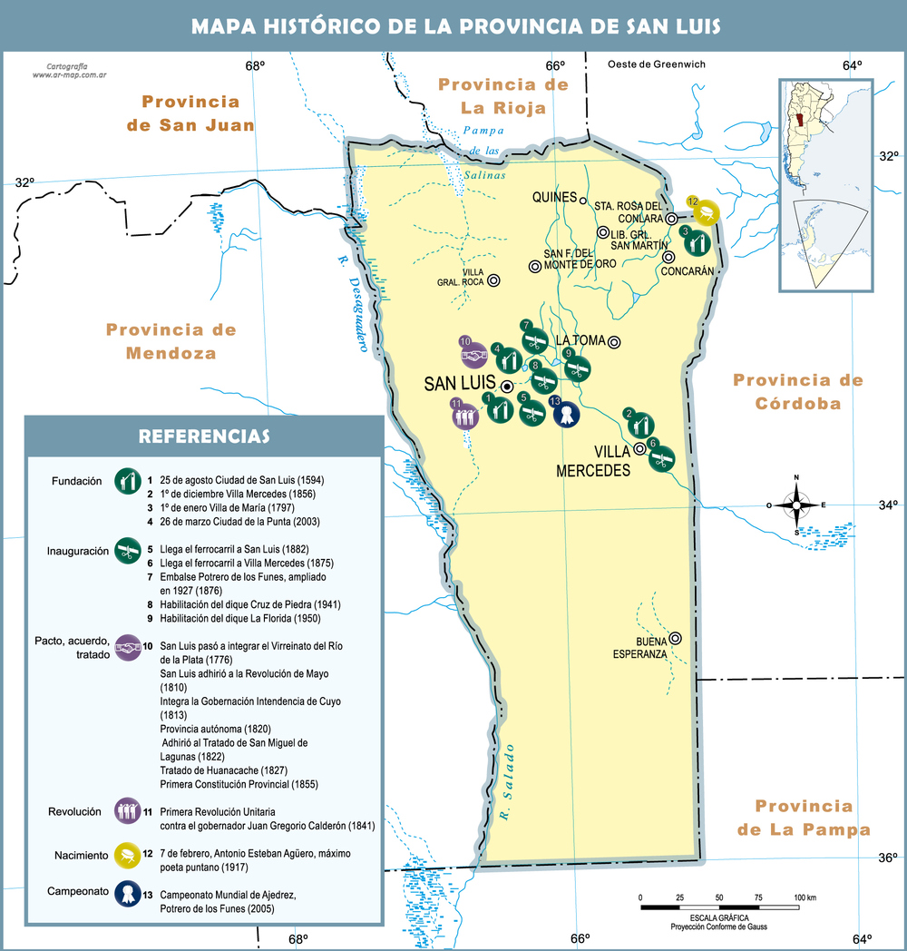 Mapa histórico de la Provincia de San Luis, Argentina - San Luis | Gifex