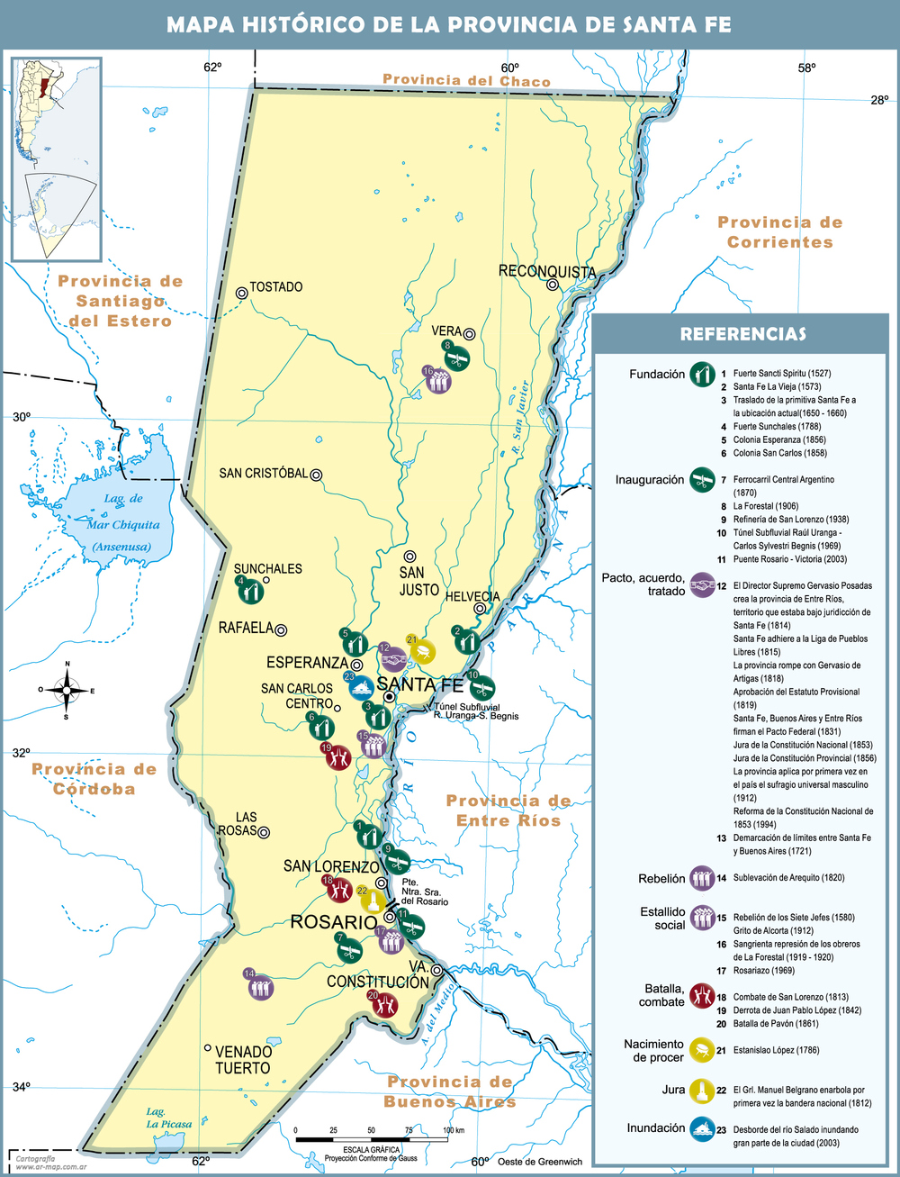 Santa Fe - Historical map of the Province of Santa Fe, Argentina | Gifex