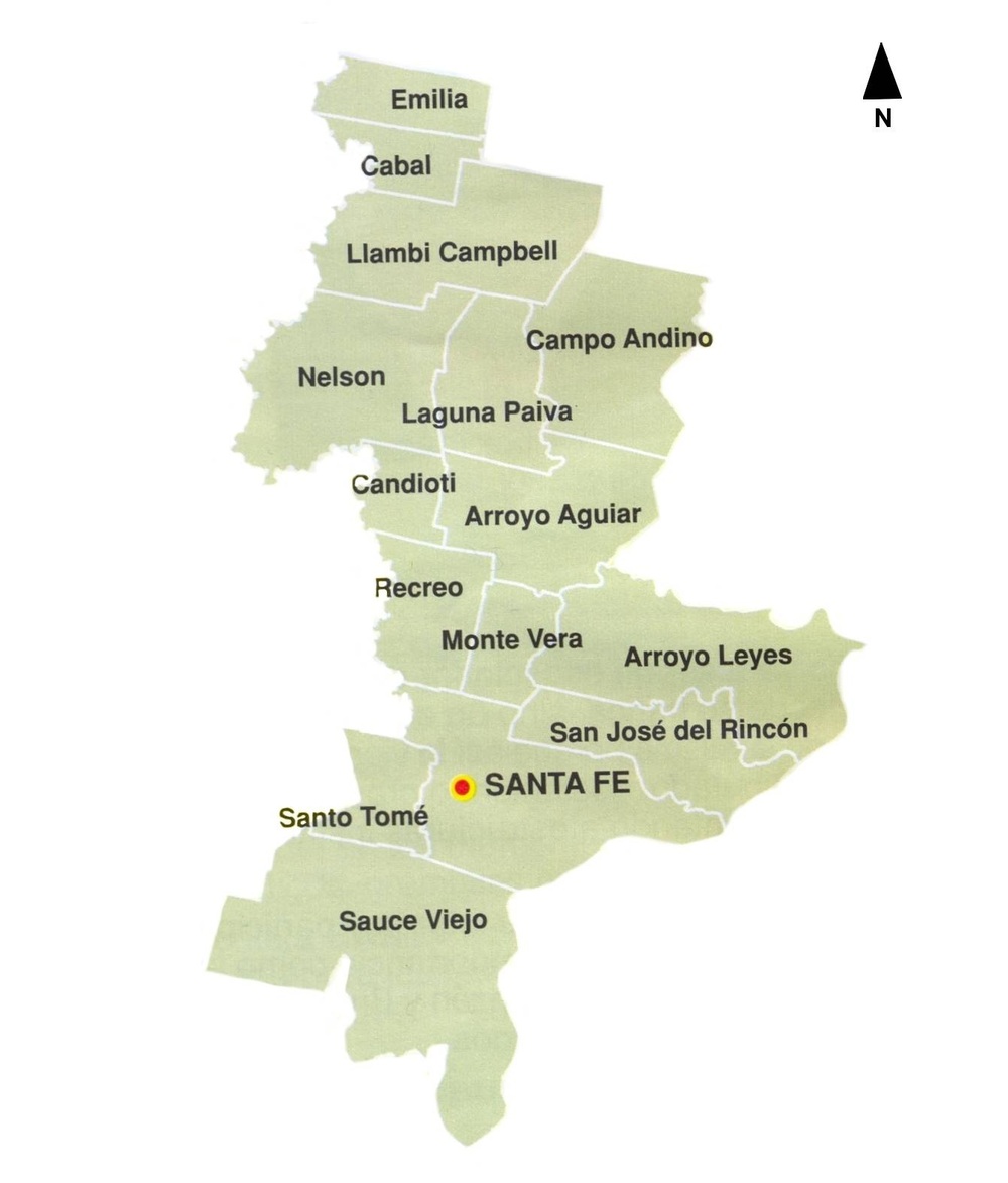 Santa Fe - La Capital Department Map, Santa Fe, Argentina 