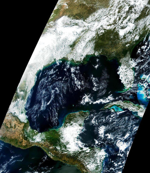 First Light: Early Engineering Image over Gulf of Mexico and Eastern North America