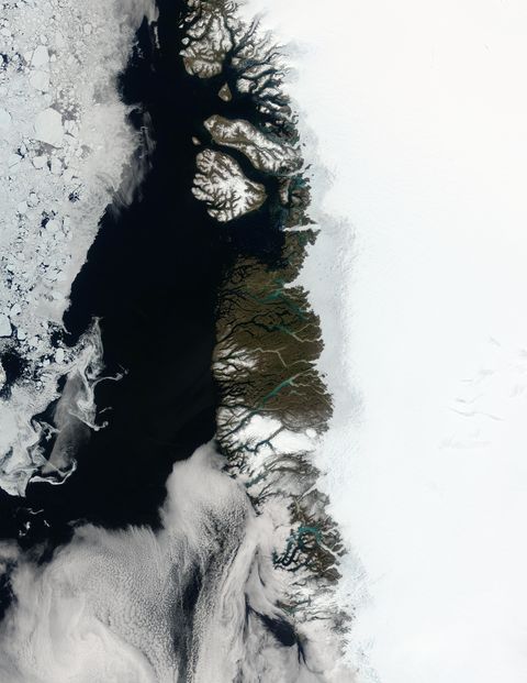 Meltwater ponds along Greenland West Coast