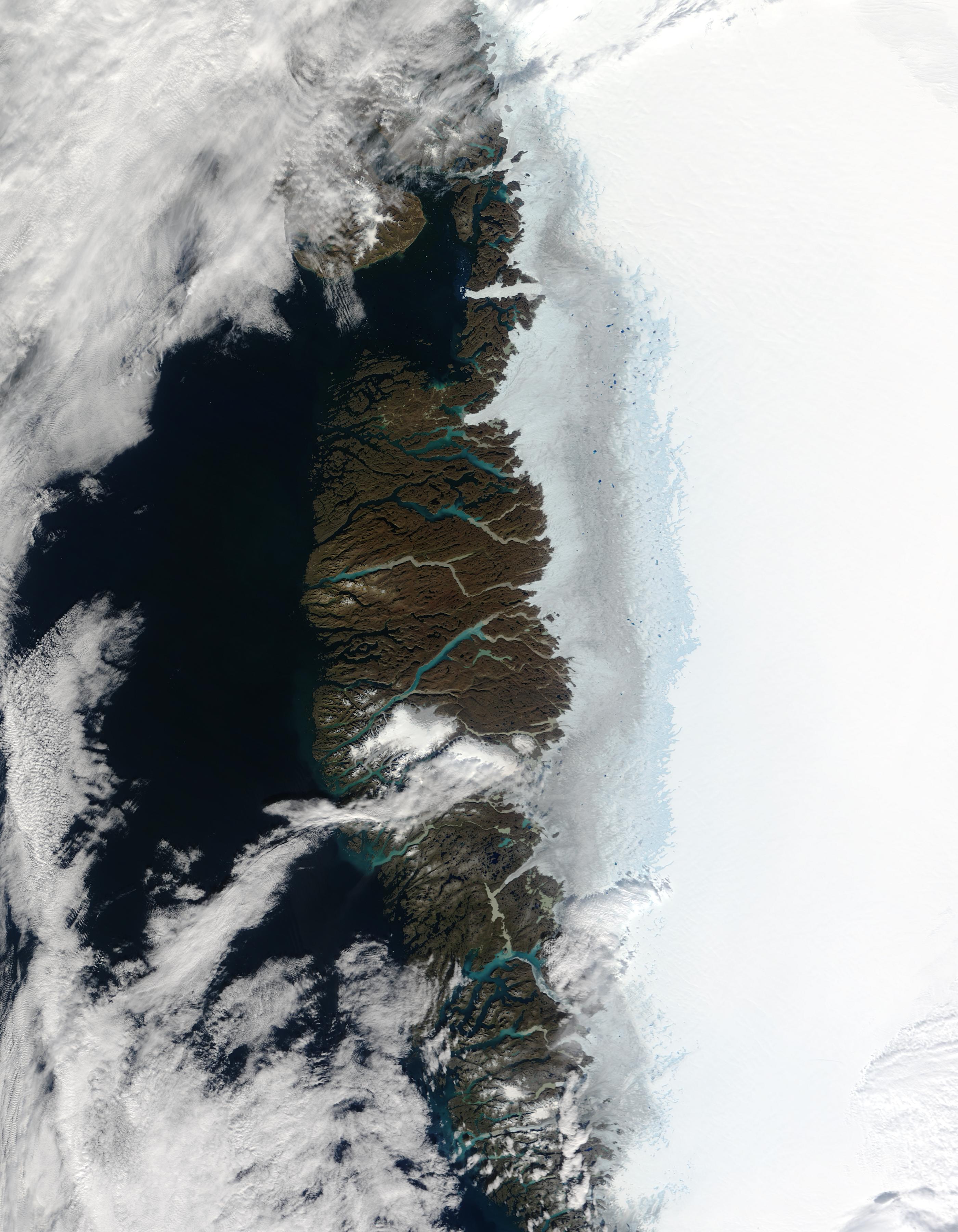 Meltwater ponds along Greenland West Coast