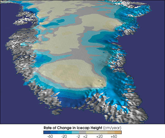 Adelgazamiento de la capa de hielo de Groenlandia