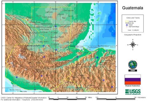 Mapa Físico de Guatemala 1998