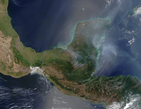 Fires and smoke in Yucatan Peninsula