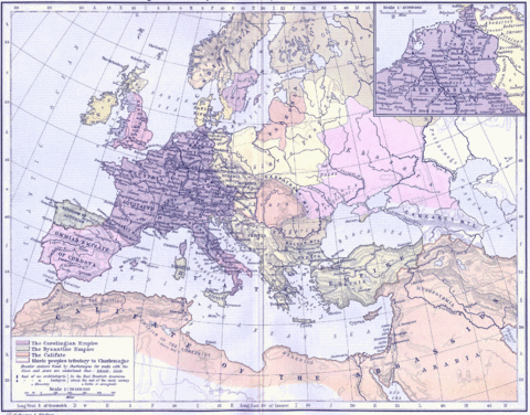 The Carolingian and Byzantine Empires and the Caliphate about 814