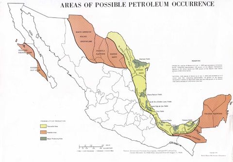Areas of Possible Petroleum Occurrence in Mexico