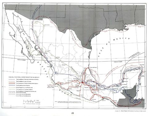 Principal Territorial Expeditions of the 16th Century in Mexico