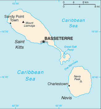 Mapa Político Pequeña Escala de San Cristóbal y Nieves 2007