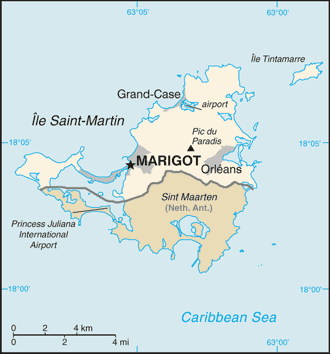 Saint Martin Small Political Map 2007