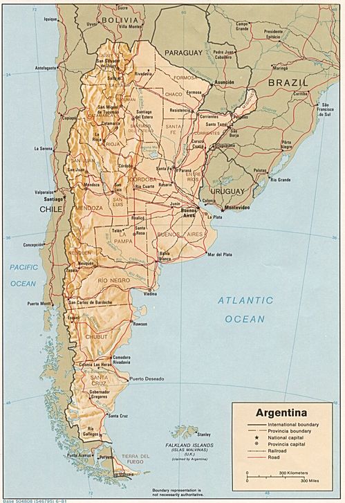 Mapa Físico de Argentina