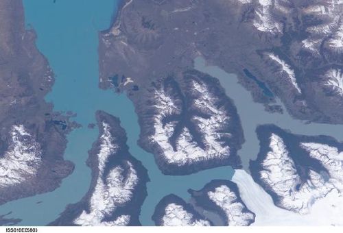 Imagen satelital del glaciar Perito Moreno, Argentina