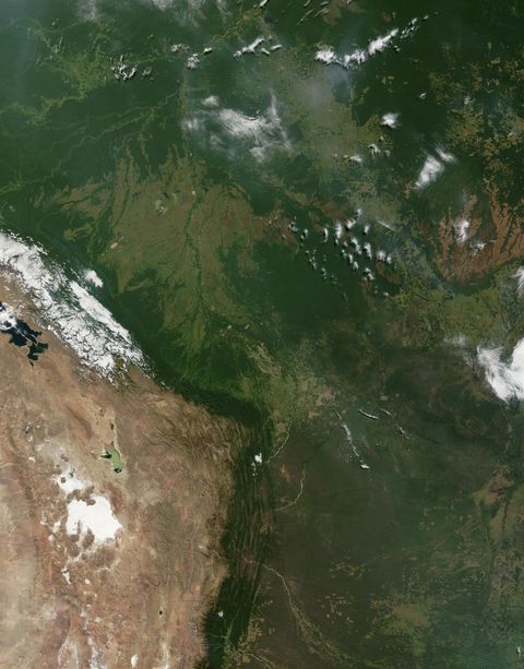 Imagen satelital de Bolivia