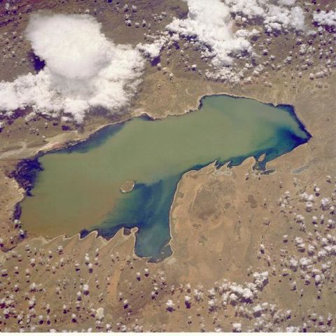 Satellite Image, Photo of Lake Poopo, Bolivia