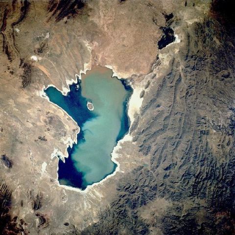 Satellite Image, Photo of Lake Poopo, Bolivia