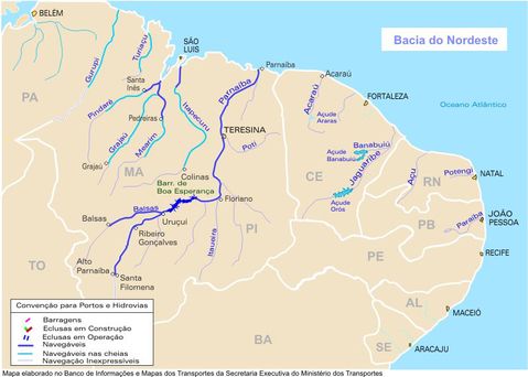 Hidrovías fluviales y canales de la Cuenca del Nordeste