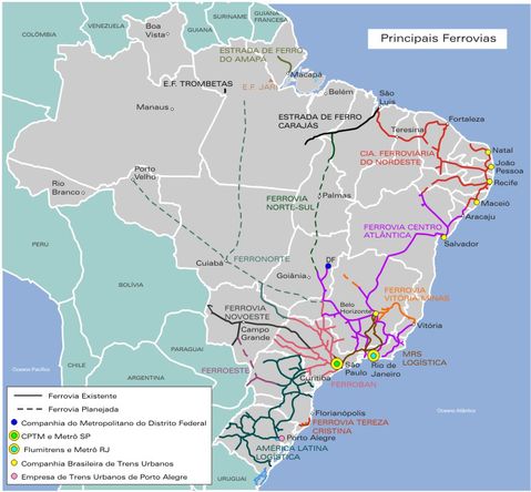 El sistema ferroviario en Brasil