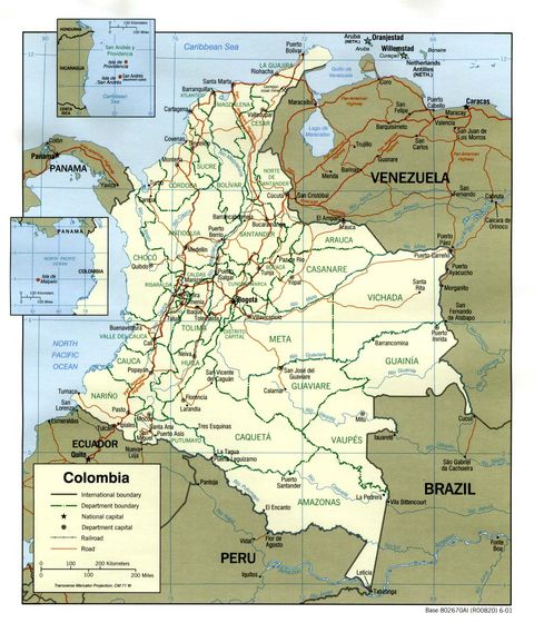 Colombia Political Map 2001