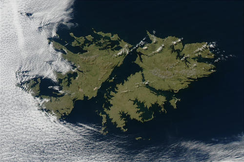 Imagen satelital de las Islas Malvinas
