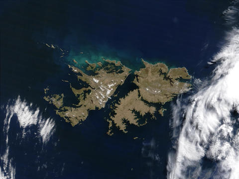 Satellite image of the Falkland Islands