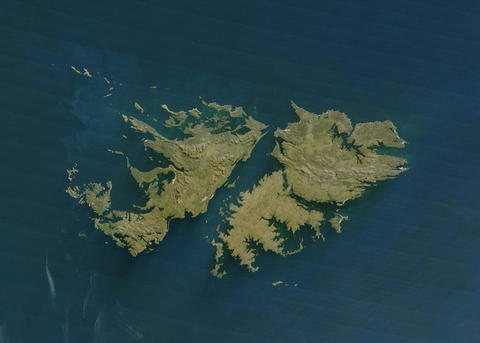 Imagen satelital de las Islas Malvinas